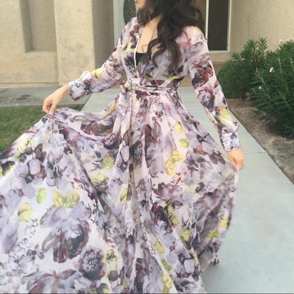 Floor length chiffon dress